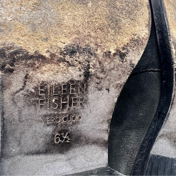 Eileen Fisher Black Leather Ankle Boots Size 6.5 - Picture 4 of 9